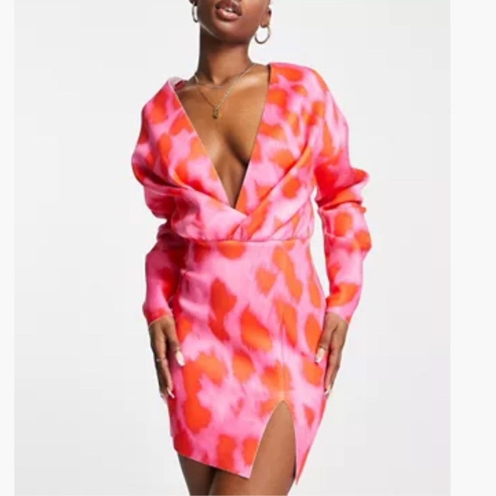 ASOS design scuba dress deep v